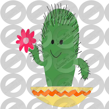 Happy Cactus Stencil For Classroom Therapy Use Great Cartoon Png Cactus Clipart Png