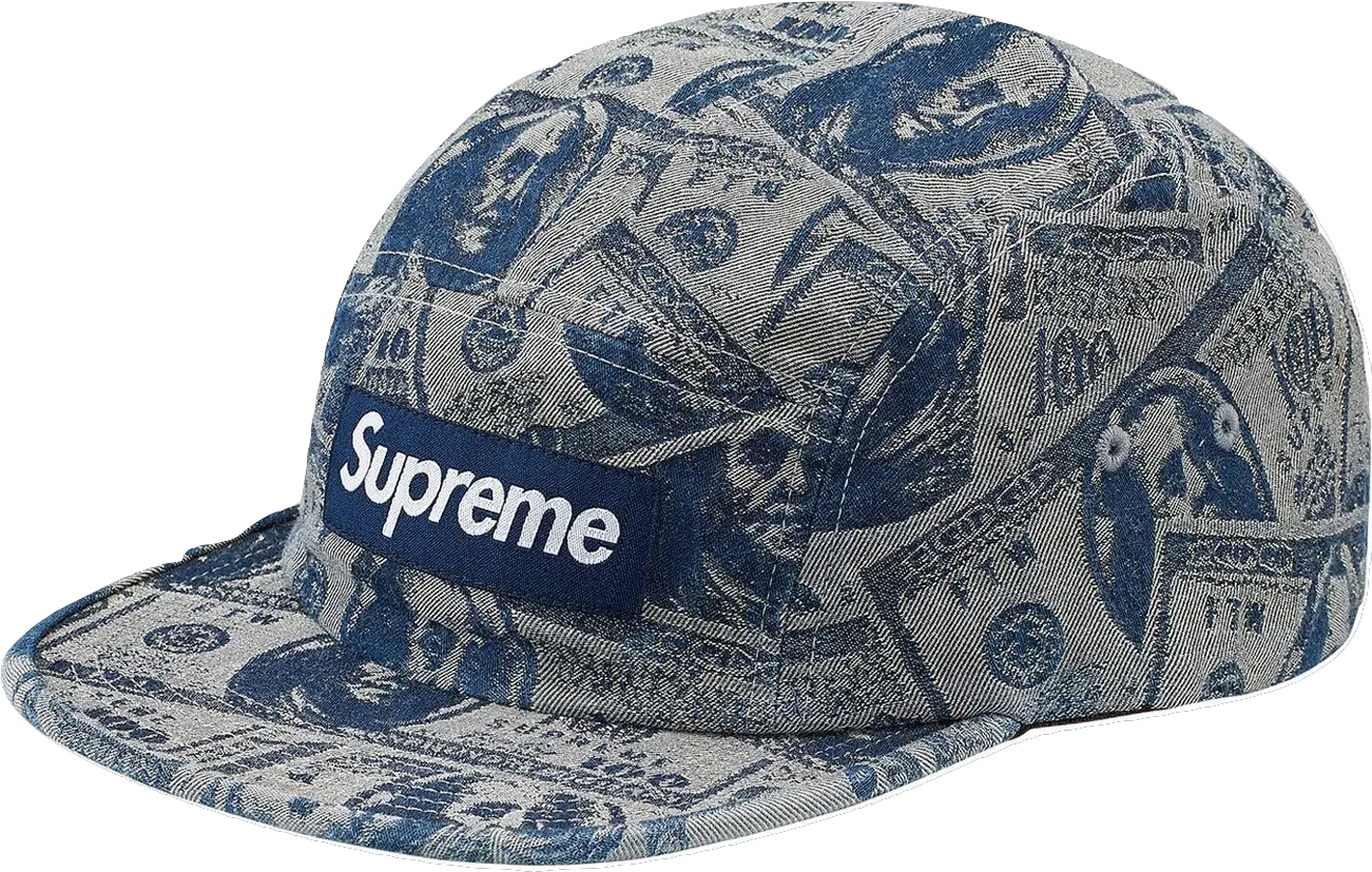 Supreme 100 Dollar Bill Camp Cap New Supreme Hat Png Supreme Box Logo Png