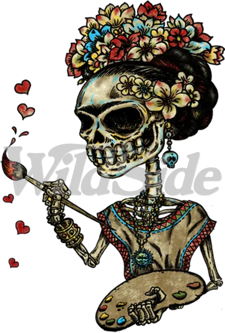 Download Lady Painting Hearts Day Of Painting Png Calavera Png