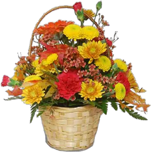 Basket Of Fall Bouquet Png Fall Flowers Png