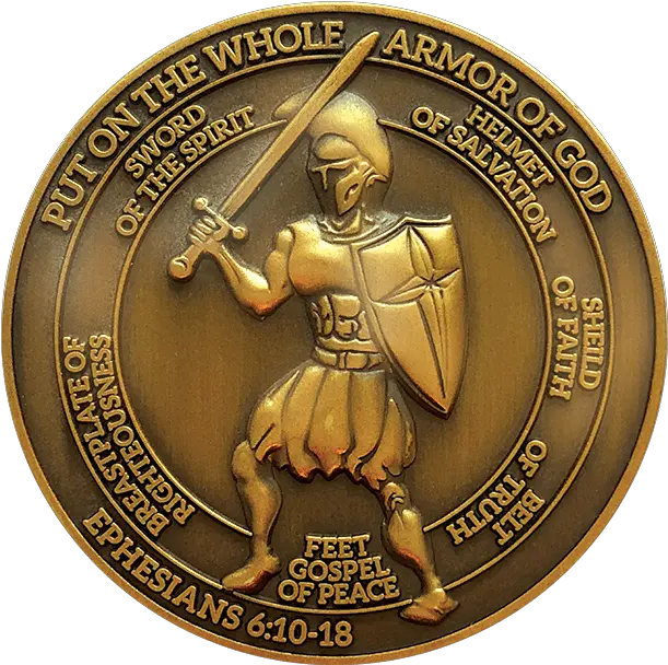 Armor Of God Antique Gold Plated Christian Challenge Coin Ephesians 61018 Armor Of God Challenge Coin Png Coin Flip Icon