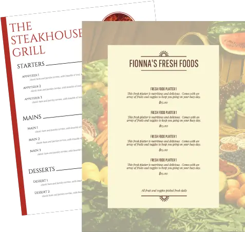 Make Appealing Menus Venngage Online Menu Maker Make Menu Card Png Menu Png