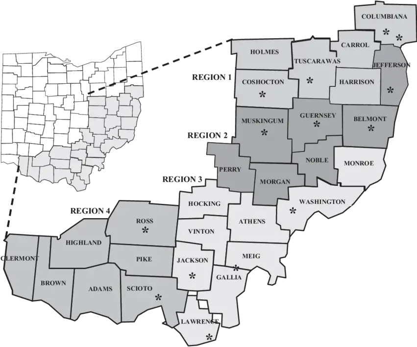 Care Counties And Clinics In Appalachia Ohio Download Appalachian Ohio Map Png Ohio Png