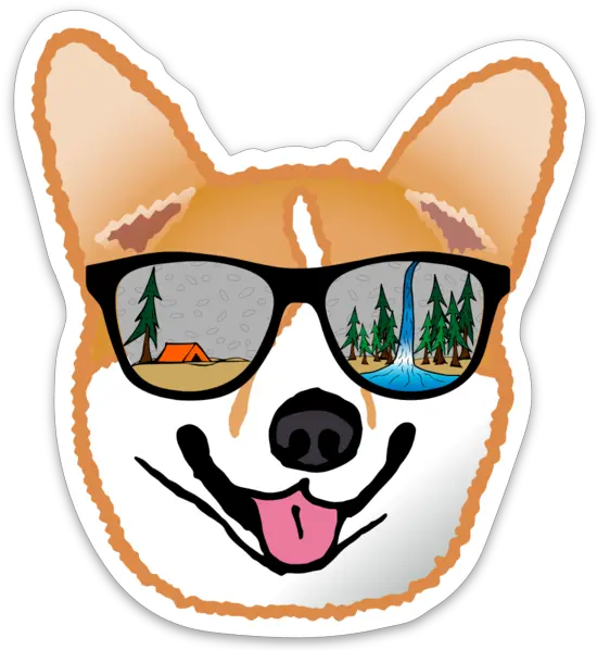 319x35 Camping Corgi Sticker Happy Png Corgi Transparent