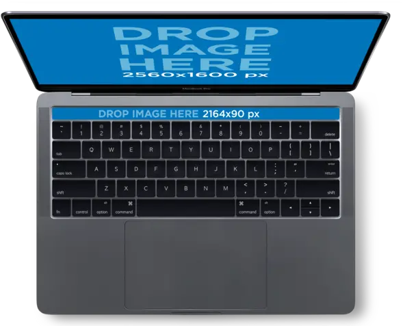 Macbook Pro With Touch Bar Mockup Over A Macbook Pro Top Macbook Pro Touch Bar And Touch Id Png Macbook Mockup Png