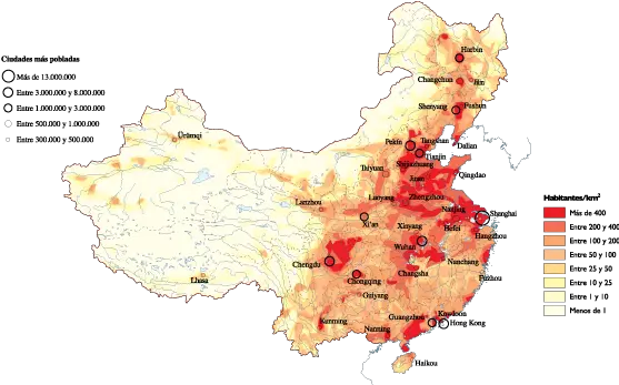 China Population Map Map Of Largest Cities In China Png China Map Png