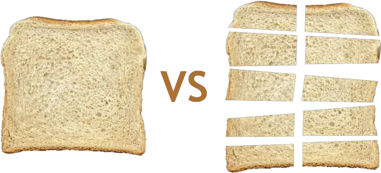 Download Hd Whole Slice Of Bread Vs Pieces Sliced Piece Of Vs Slice Png Bread Slice Png