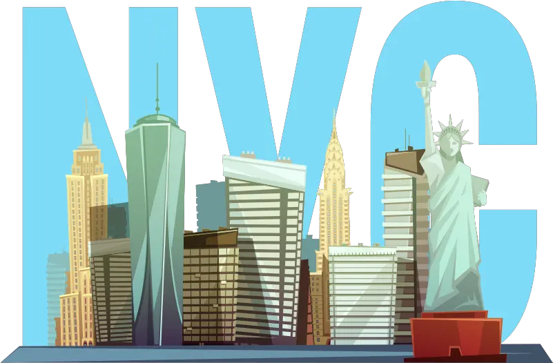 Cartoon Nyc Skyline New York Wall Decal Vertical Png Nyc Skyline Png