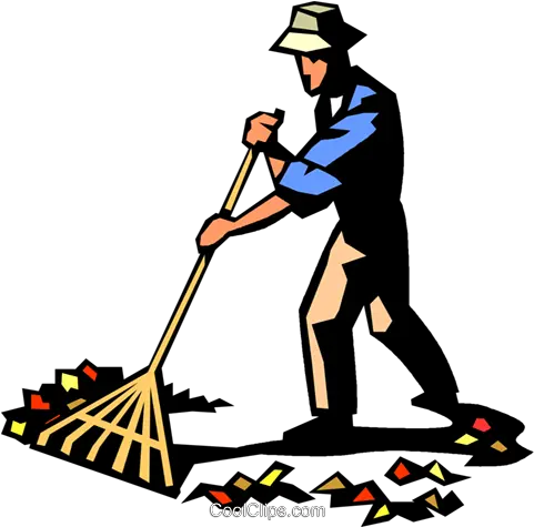 Leaf Raking Clipart Guy Raking Leaves Cartoon Png Rake Png