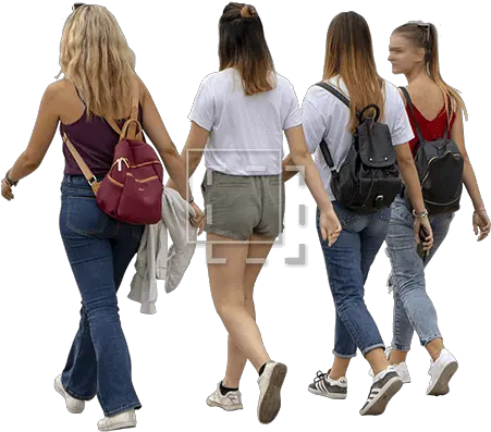 Four Girls Walking In Warm Weather Girl Png Girl Walking Png