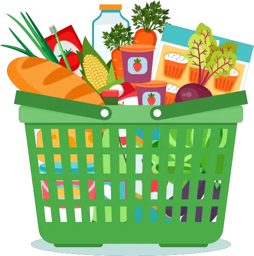 Download Groceries Vector Food Basket Png Freeuse Grocery Food Basket Vector Png Basket Png