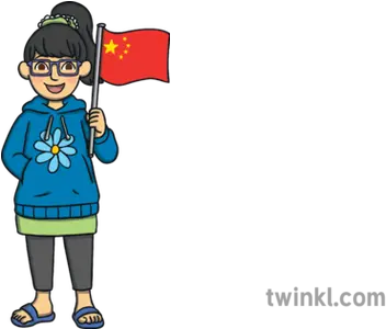 Nana Chinese Child Holding Flag Ks1 Illustration Twinkl Kid With Chinese Flag Png China Flag Png