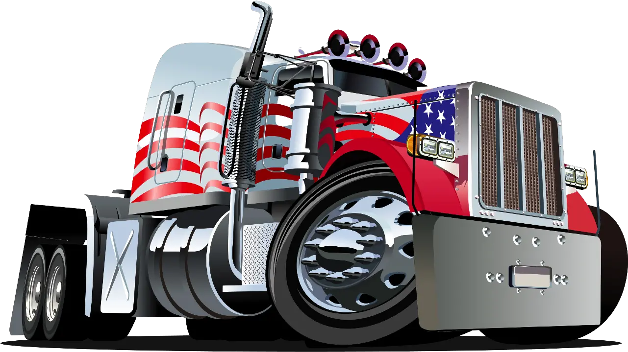 Car Semi Semi Truck American Flag Png 18 Wheeler Png