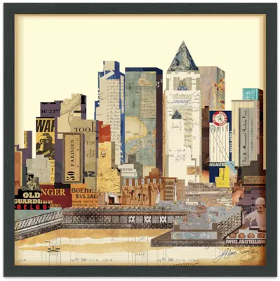 Nyc Skyline 1 Handmade Framed Art Collage Bobu0027s Discount Collage Work Art Png Nyc Skyline Icon