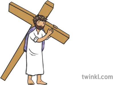 Jesus Carrying The Cross Bible Story Easter New Jesus Carrying The Cross Cartoon Png Jesus On The Cross Png