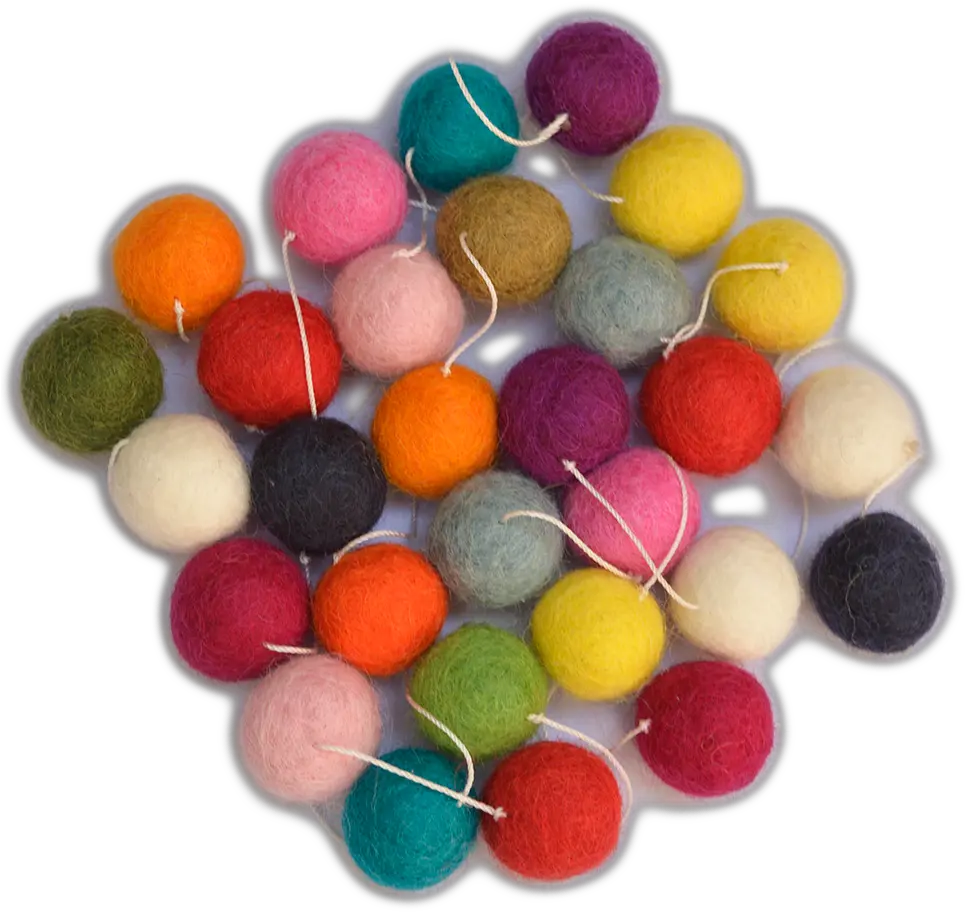 Multicolor Woolen Felt Ball Garlands For Christmas Circle Png Garland Transparent