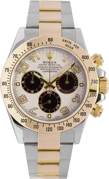 Download Rolex Daytona Two Tone 116523 40mm Panda Face Rolex Daytona Yellow Gold Vintage Png Panda Face Png