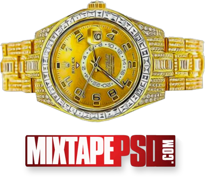 Download Hd Gold Rolex Watch Cuban Link Chain Transparent Marco Zero Square Png Rolex Watch Png