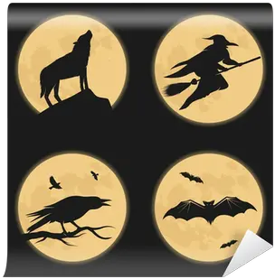 Halloween Characters Moonlight Silhouettes Wall Mural U2022 Pixers We Live To Change Silhouette Png Superhero Silhouette Png