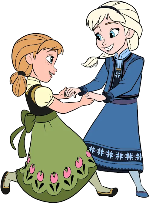 Young Anna Elsa Dancing Frozen Clipart Full Size Kid Anna And Elsa Png Elsa Png