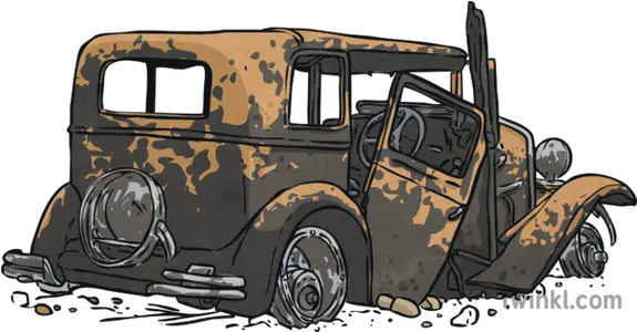 Burnt Out Old Car Damage Vintage Junk Ks2 Illustration Citroën Tub Png Old Car Png