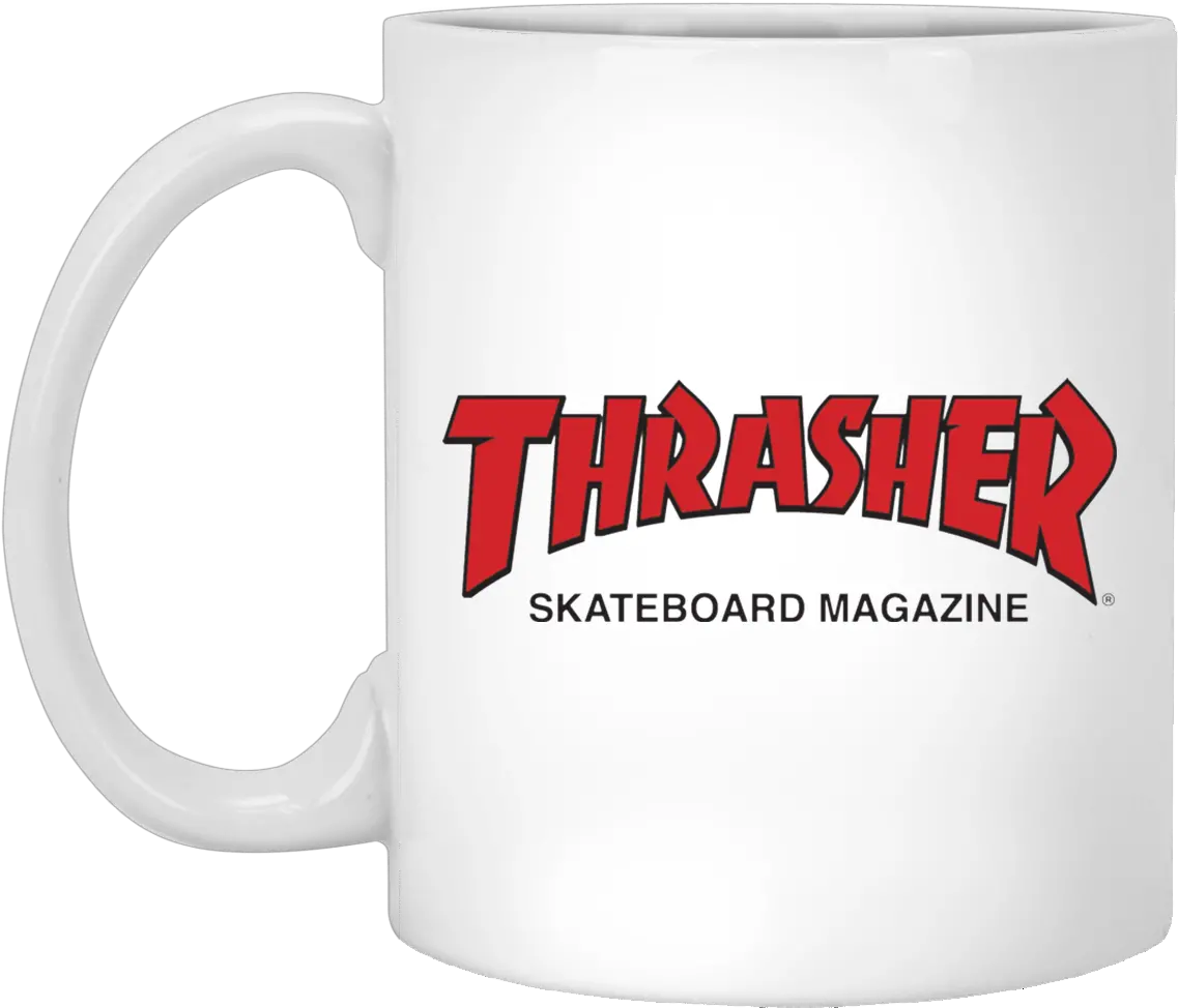 Thrasher Magazine Red Logo Design 11 Oz White Mug Beer Stein Png Thrasher Logo Transparent