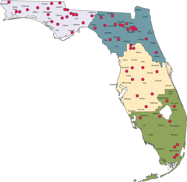 Map Of Major Institutions Florida State Prison Map Png Florida Map Png