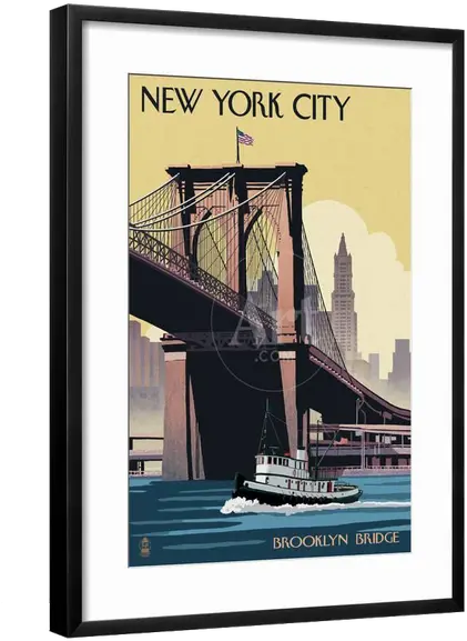 Chelsea Black Frame Bright White Matte Original Proposed Brooklyn Bridge Png Brooklyn Bridge Icon