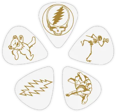 Licensed Grateful Dead Guitar Picks White U0026 Gold Grateful Dead So Many Roads Png Guitar Pick Png