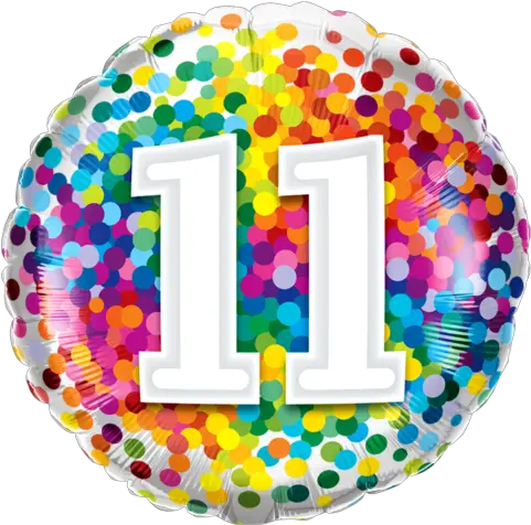 11th Rainbow Confetti Foil Balloon 10th Birthday Balloon Png White Confetti Png