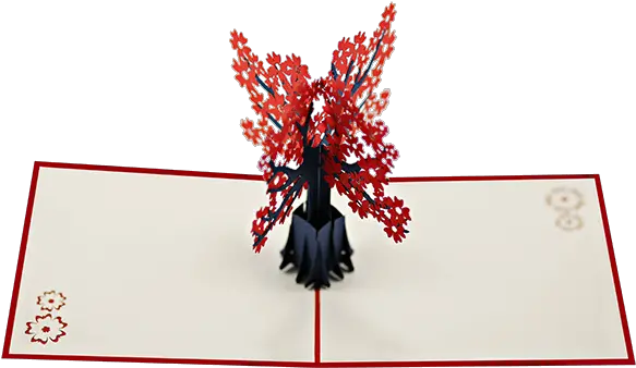 Red Cherry Blossom Tree 3d Card Illustration Png Cherry Blossom Tree Png