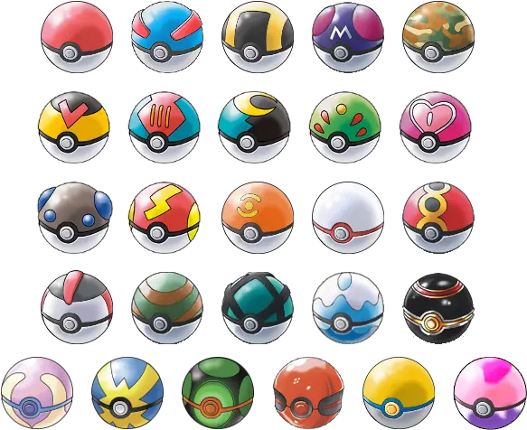 The Pokemon Black Page All Pokeballs Png Pokemon Ball Png