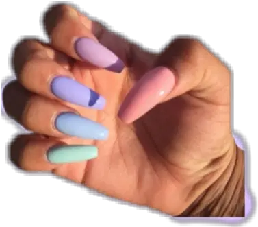 Nails Nail Png Pngs Sticker Acrylic Nails With Different Colors Nail Png