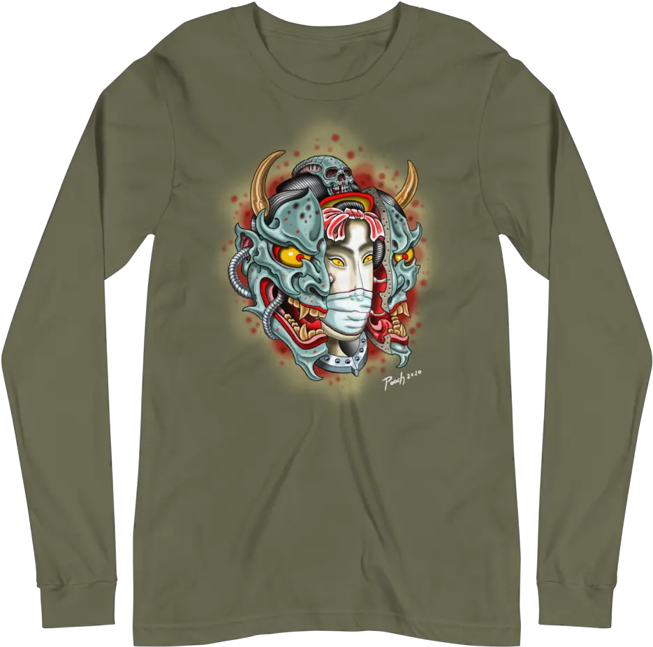 Year Of The Mask Hannya Covid 19 Unisex Long Sleeve Tee Lego Technic Car T Shirt Png Shenron Icon