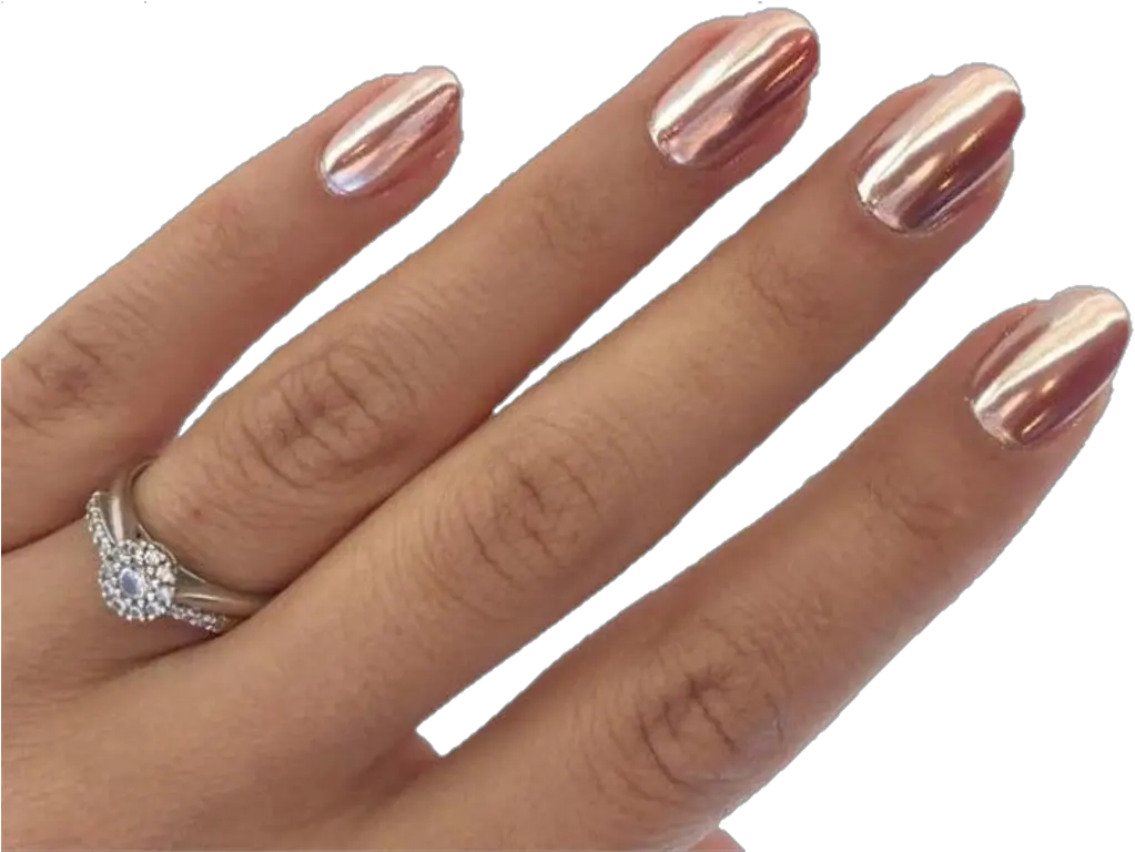 Download Hd Report Abuse Rose Gold Chrome Short Gel Nails Rose Gold Nails Acrylic Png Nails Png