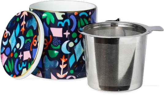 Confetti Mug With Infuser Navy Ceramic Png Silver Confetti Png