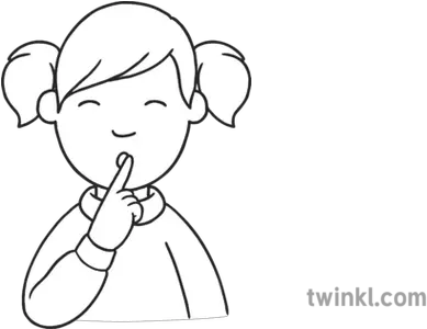 Girl With Finger Shh Quiet Black And White Png Shh Png