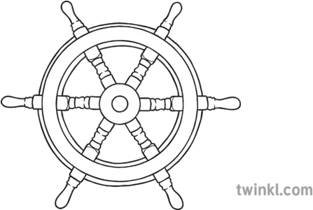 Ship Wheel Black And White 2 Illustration Twinkl Boy Sitting On A Chair Drawing Png Ship Wheel Png