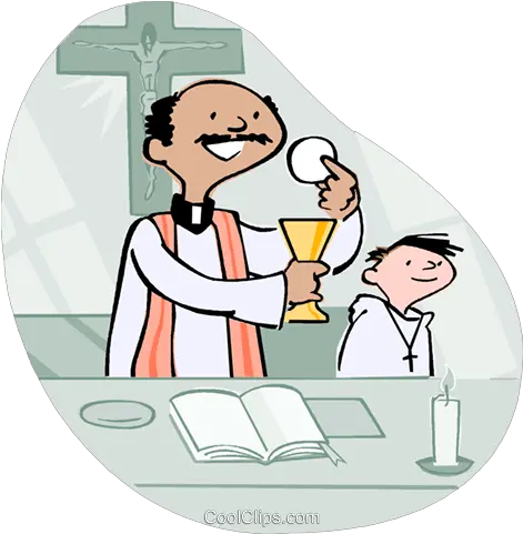 Alter Boy With Priest Royalty Free Vector Clip Art Priest Serving Communion Clipart Png Priest Png