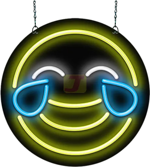 Face With Tears Of Joy Emoji Neon Sign Circle Png Joy Emoji Transparent