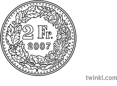 2 Swiss Francs Coin Tails Black And White Rgb Illustration Dot Png Tails Life Icon