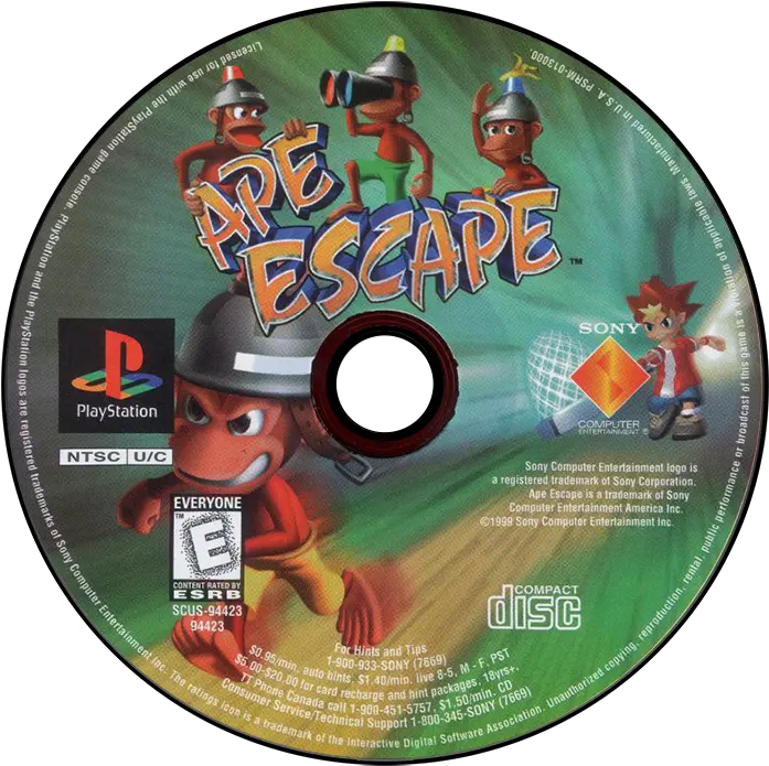 Sony Playstation Disc Art Game Cart Images Launchbox Ps1 Ape Escapey Cd Png Sony Playstation Icon