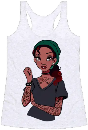 Punk Princess Tiana Parody Racerback Tank Top Drawings Of Punk Princess Tiana Png Princess Tiana Png