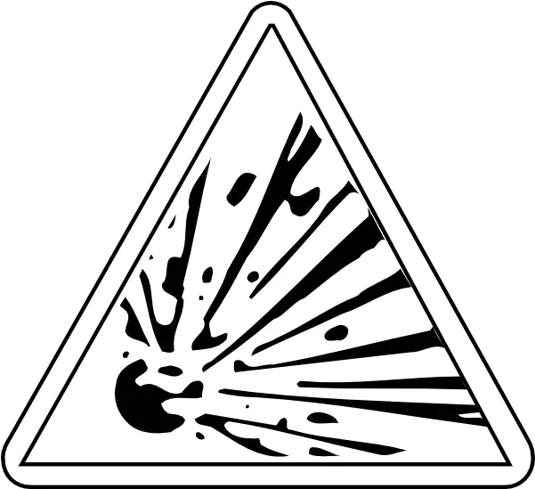 Caution Explosive Hazard Symbol Black And White Full Explosive Danger Sign Png Caution Sign Png