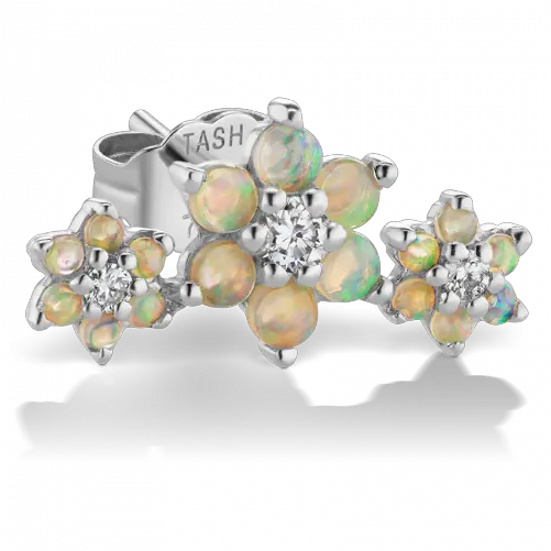 Opal Three Flower Garland Earstud Maria Tash Opal Tree Flower Garland Earring Png Garland Transparent