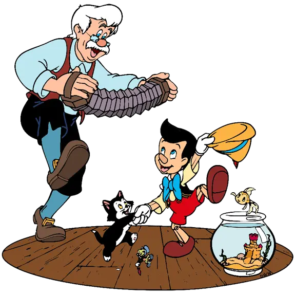 Gepetto Pinocchio Figaro Playing Accordion Gepetto Jiminy Cricket Pinocchio Png Pinocchio Png