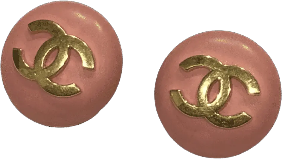 Chanel Vintage Cc Button Clip On Earrings Pink Cc Logo 2004 Solid Png Chanel Icon Bags