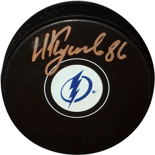 Nikita Kucherov Autographed Tampa Bay Lightning Logo Hockey Puck Tampa Bay Lightning New Png Tampa Bay Lightning Logo Png