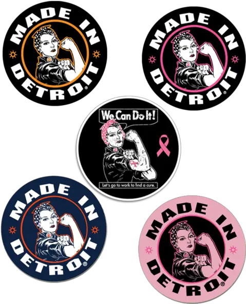 Rosie The Riveter 4 Stickers Various Colors Made In Detroit Png Rosie The Riveter Png