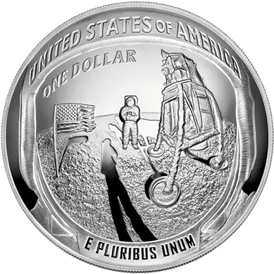 Apollo 11 50 Years Moon Landing Emkcom 5 Oz Silver Coin Png One Dollar Png